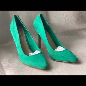 Emerald Green Suede Pumps
